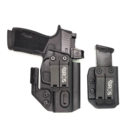 Black P365-XMACRO inside waistband holster with magazine carrier combo by Four Brothers