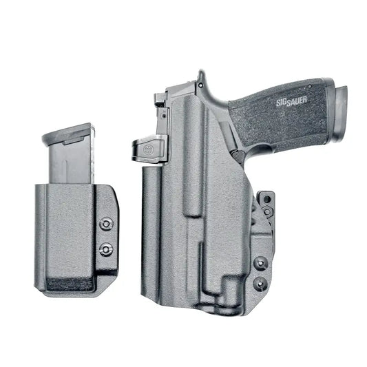 Black pistol and magazine holster for Sig P365-XMACRO with Streamlight TLR-7 by Four Brothers
