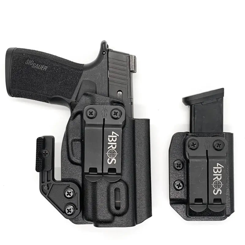 Black Sig P365-XMACRO gas pedal inside waistband holster with magazine carrier