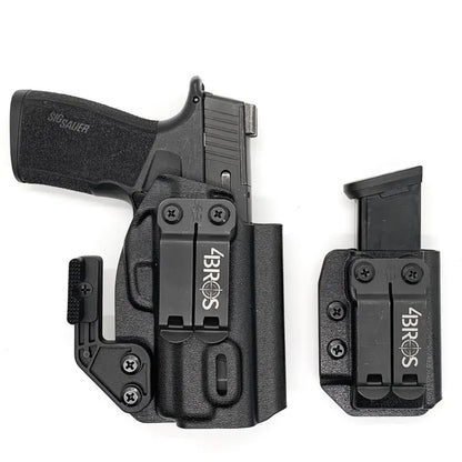 Black Sig P365-XMACRO gas pedal inside waistband holster with magazine carrier