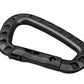 Black plastic carabiner clip with ridged edges for Hard Polymer D-Ring Carabiners