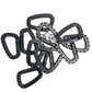 Cluster of black Tactical Carabiners designed for first responders and outdoor use