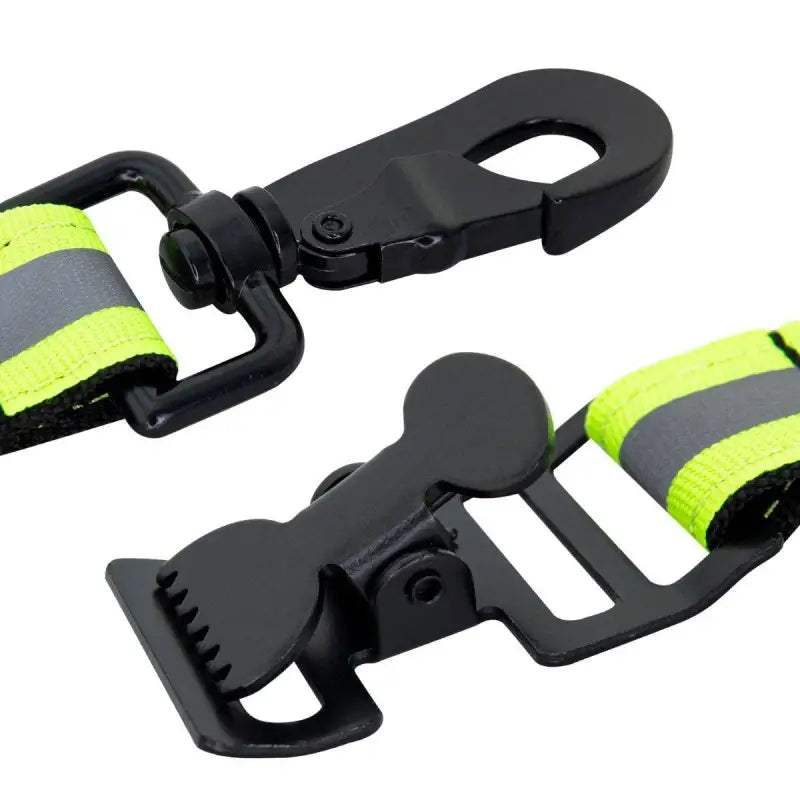 Powerful alligator clip with industrial strength black and highly reflective straps