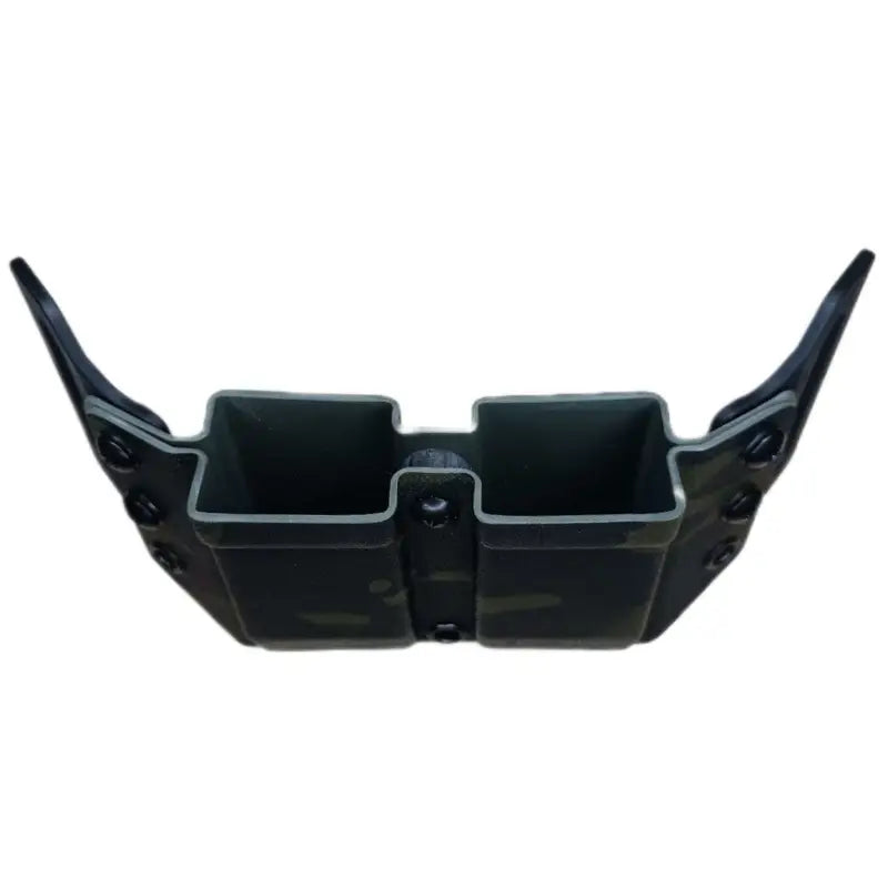 Black plastic double cup holder with mounting brackets for Double Magazine Carrier