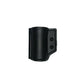 Black plastic pepper spray holder with mounting bracket and two screw holes