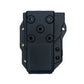 Black plastic holster for Motorola APX 4000 with adjustable retention for law enforcement use