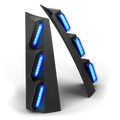 Feniex Quantum 2.0 Pillar Mount with black plastic panels and blue LED lights for first responders