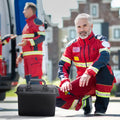Black plastic storage box for Bleeding Control Kit, ideal for first responders, firefighters, police