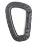 Black plastic tactical carabiner with textured edges for hard polymer D-Ring carabiners