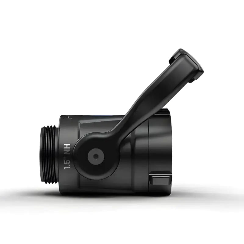 Black plastic valve with angled handle for Hydro-138-1.5NH, ideal for first responders