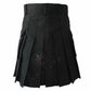 Black pleated utility kilt with cargo pockets in Standard Blackout Utility Kilt style