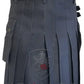 Black pleated utility kilt with cargo pockets and side straps in dark gray color