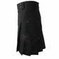 Black pleated utility kilt with pockets and belt loops in Standard Blackout Utility Kilt