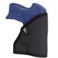 Black pocket holster with blue S&W Bodyguard featuring a Crimson Trace laser