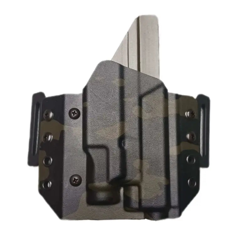 Black Polymer OWB Holster with Retention Features, Threaded Barrel Compatible