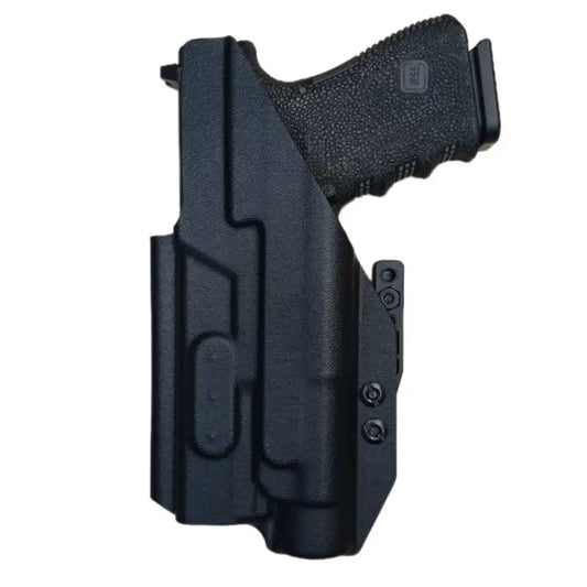 Black polymer Light Bearing IWB holster for handguns with optic cut design