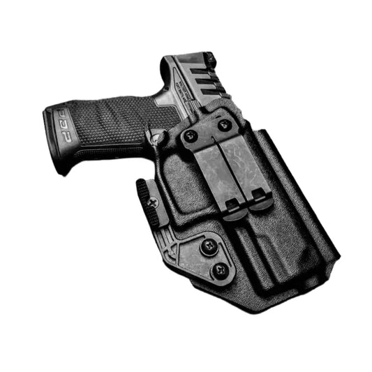 Black polymer IWB holster for TP9 Combat Elite with threaded barrel compatibility