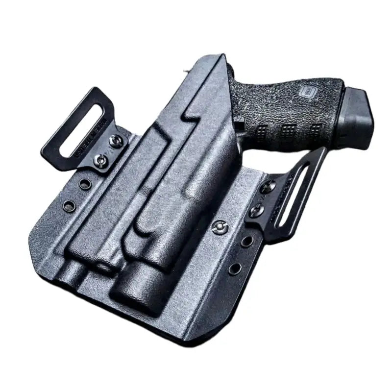 Black polymer OWB Holster for semi-automatic pistol, TLR-1 holster compatible