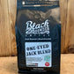 Black Powder Coffee One-Eyed Jack Blend in a one-pound black bag naturally grown dark roast