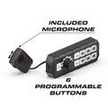 Black programmable Feniex Typhoon full-function siren controller with microphone for first responders