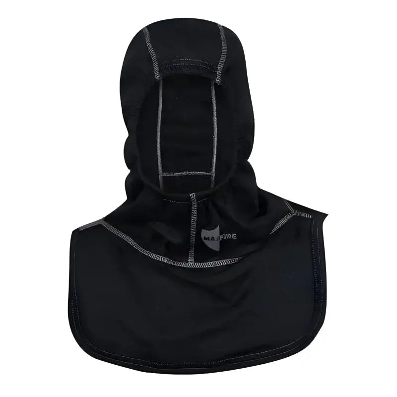 Black Majestic HALO 360 Hood with grey stitching in Nomex blend for extended neck coverage