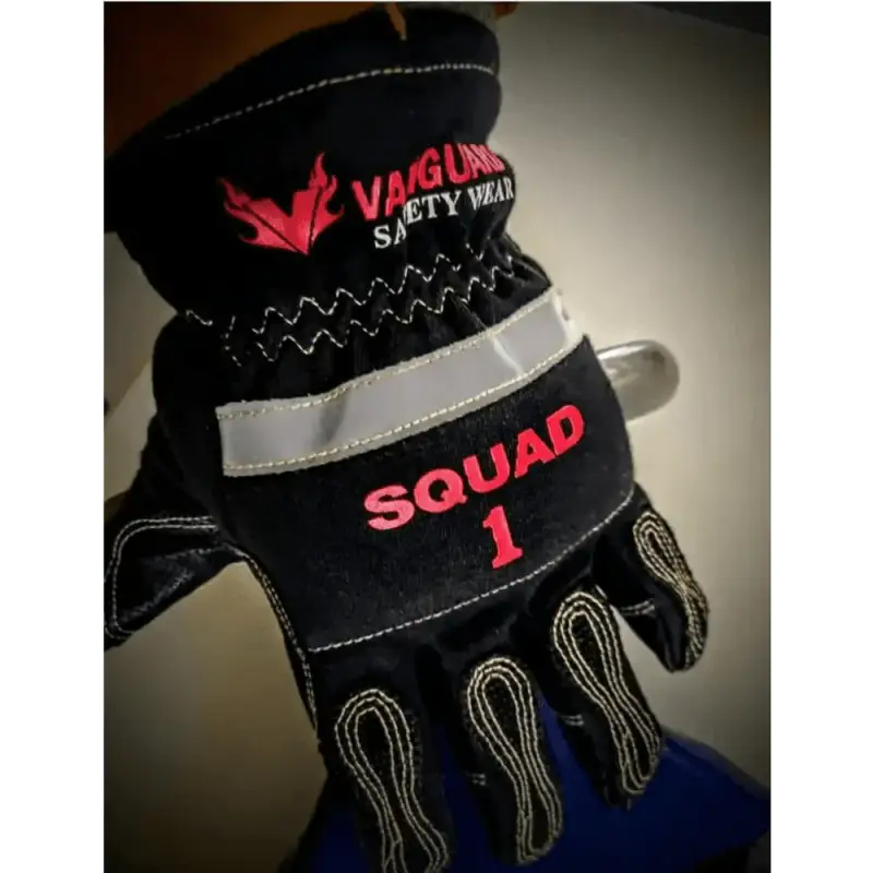 Black Squad 1 extrication gloves with padded knuckle protection and ANSI cut level