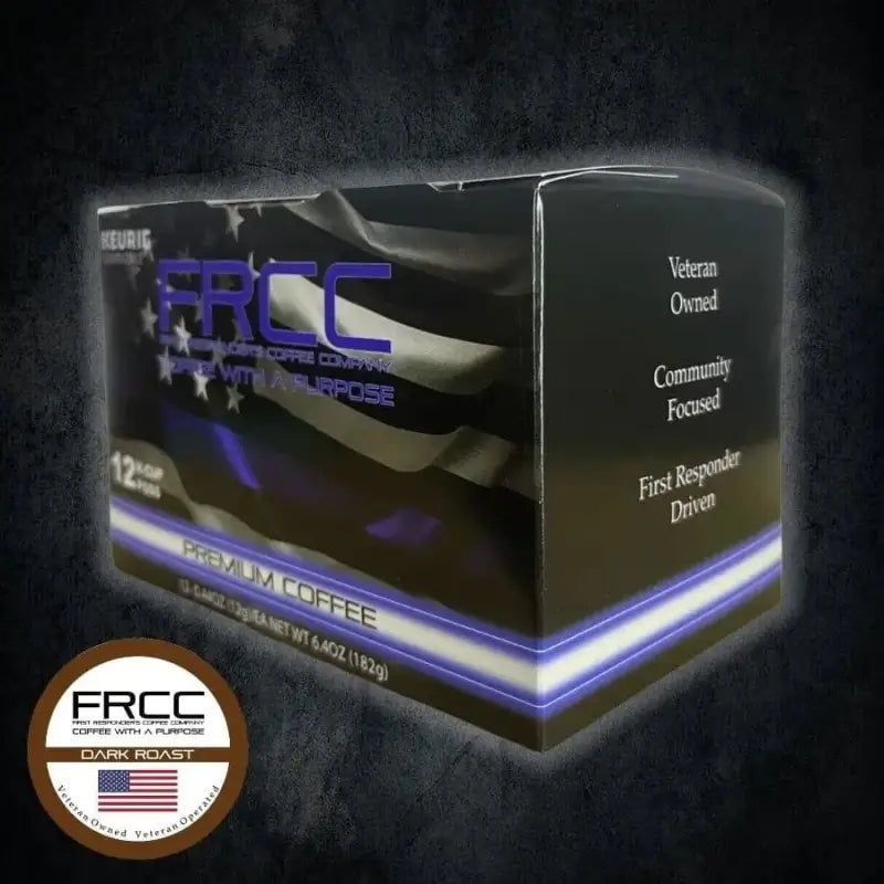 Black and purple box 12ct Police with FRCC branding and American flag seal