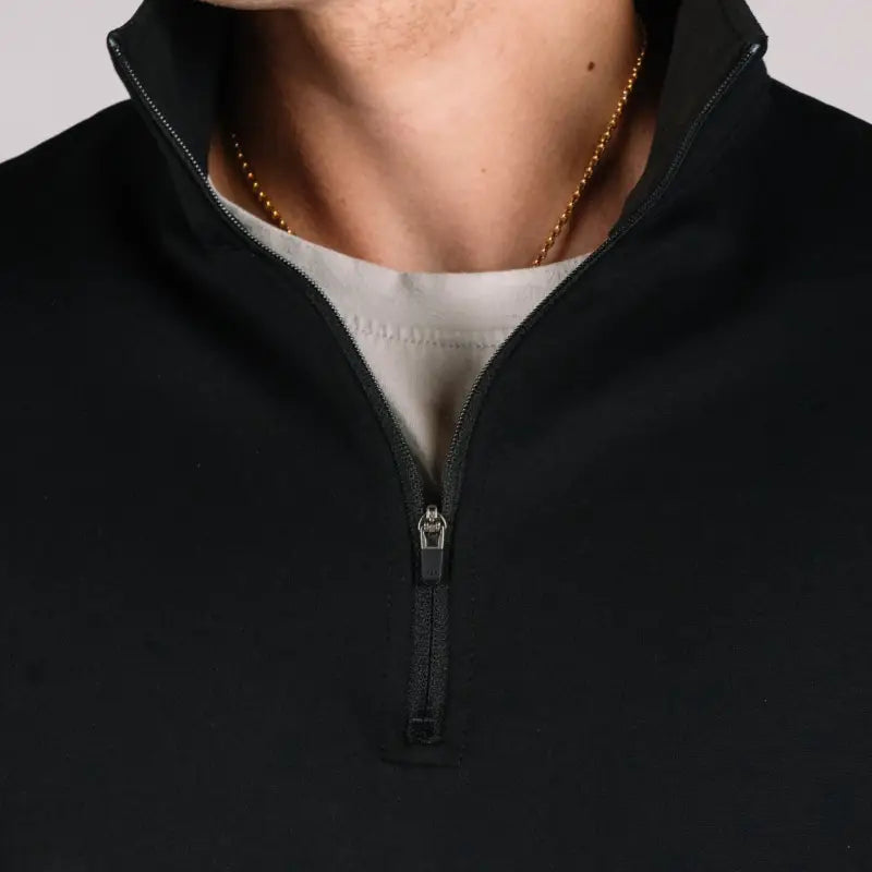 Black Durable Quarter Zip Pullover, Stylish and Comfortable Quarter Zip for Everyday Wear