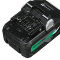 Black rechargeable Metabo HPT 372121M 36V MultiVolt Battery with green accent stripe