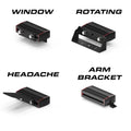 Black rectangular Feniex Q Series 100 Stick Light with mounting options and Q-Link device