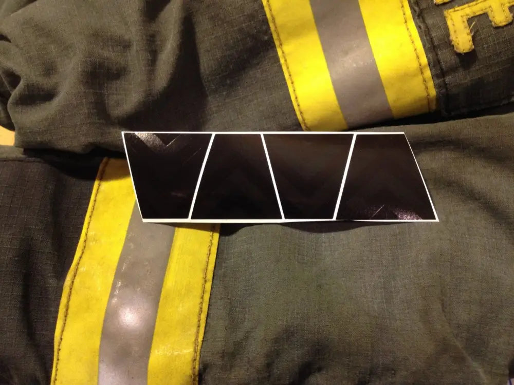 Black rectangular patch with white diagonal lines for Grey Chevron Reflective Helmet