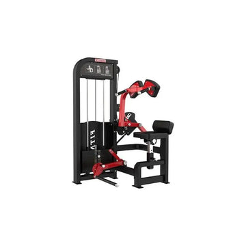 Black and red SFE Commercial Total Abdominal machine with inches rectangle tube and weight stack