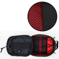 Black and red MOLLE Pouch with compartments for gunshot trauma first aid, includes USA Patch