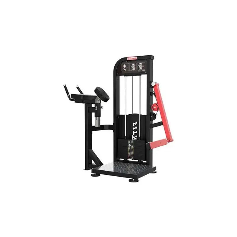 Black and red exercise machine with main tube and rectangle tube design for first responders