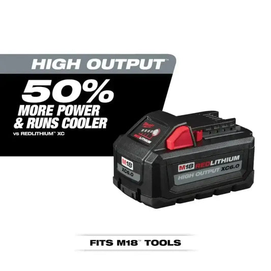 Black and red Milwaukee M18 Redlithium™ High Output™ XC6 6.0Ah Battery Pack