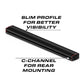 Black and red slim profile light bar from Feniex Quantum 2.0 for first responders and firefighters