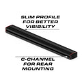 Black and red slim profile light bar from Feniex Quantum 2.0 for first responders and firefighters