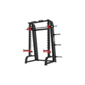 Black and red SFE Commercial Smith Machine featuring counter balance weights for workouts