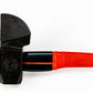 Black rubber mallet with red composite handle, a USA patented striking tool