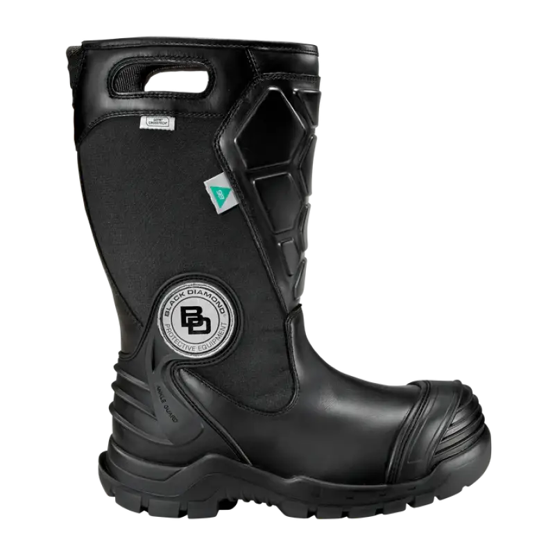 Black Diamond X2 Leather Fire Boot featuring sturdy black rubber work boot design