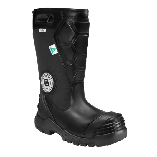 Black Diamond X2 Leather Fire Boot: Durable black rubber work boot for first responders