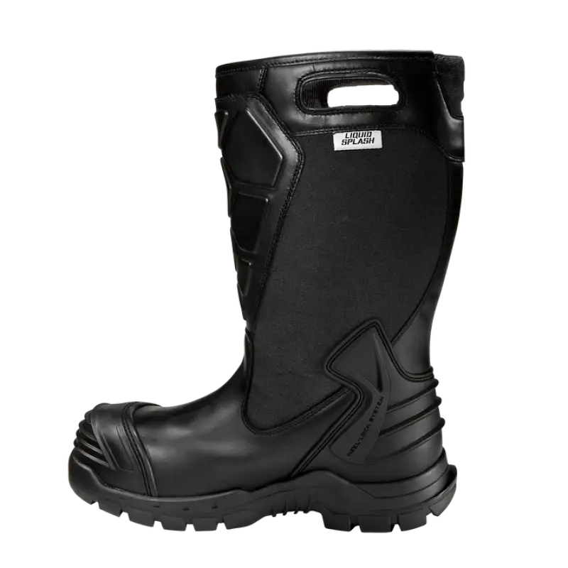 Black Diamond X2 Leather Fire Boot featuring durable black rubber work boot design