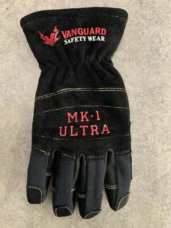 Black MK-1 Ultra Structural Firefighting Glove with Vanguard Safety Wear branding