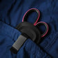 Black scissors with pink handles in XShear Soft Holster fabric holder