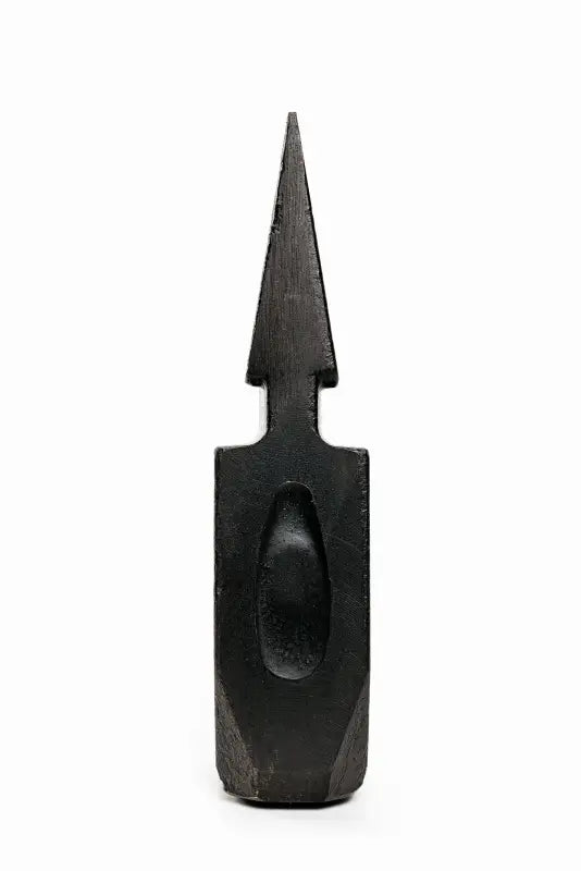 Black sculptural vessel with pointed spire top for the USA patented MAULER composite handle