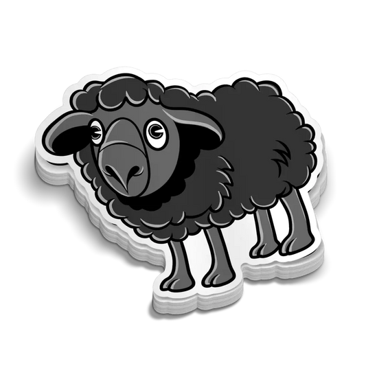 Cute black sheep helmet decal for blue collar workers with curly wool design