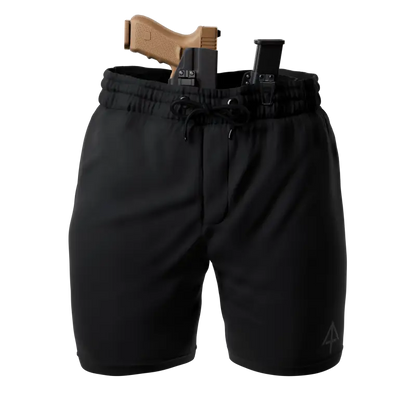 Black Carrier Shorts Mk.II with concealed carry firearm by Arrowhead Tactical Apparel