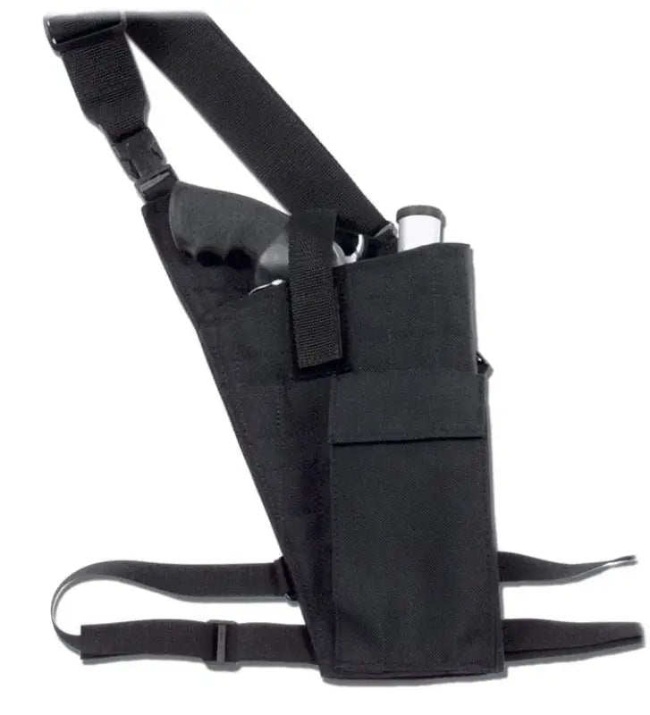 Black Hunting Shoulder Holster made of ballistic nylon with adjustable straps and pouch