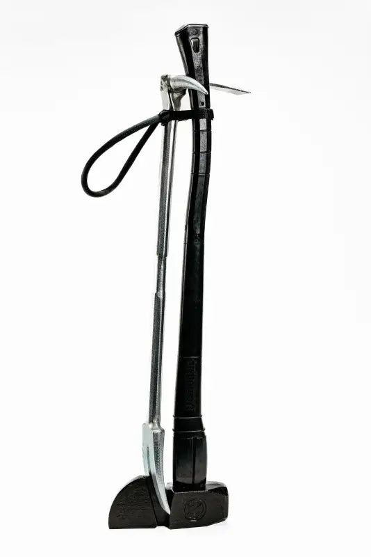 Black and silver bicycle floor pump with curved handle for FMT Lanyard Strap use