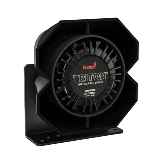 Black siren with mounting bracket for Feniex Triton 100W speaker for clear alert signaling
